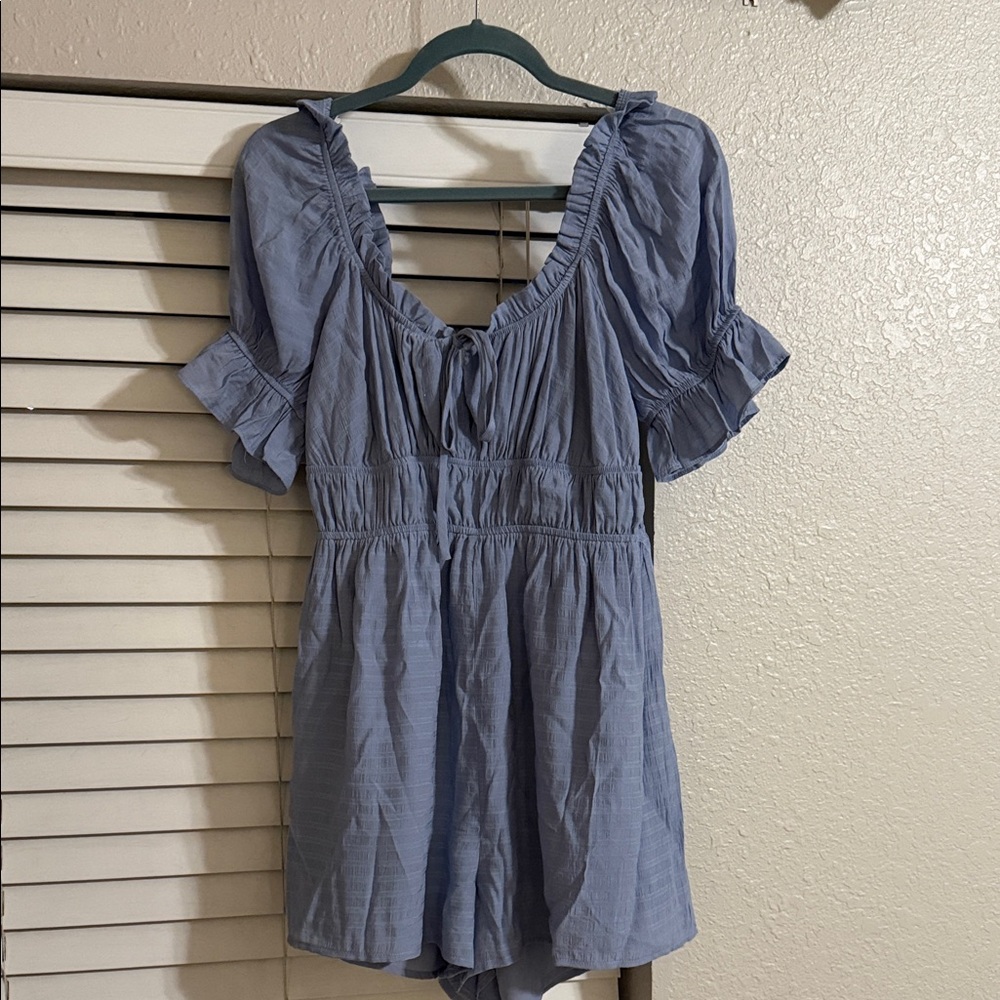 Lulu's Light Blue Ruffle Sleeve Romper